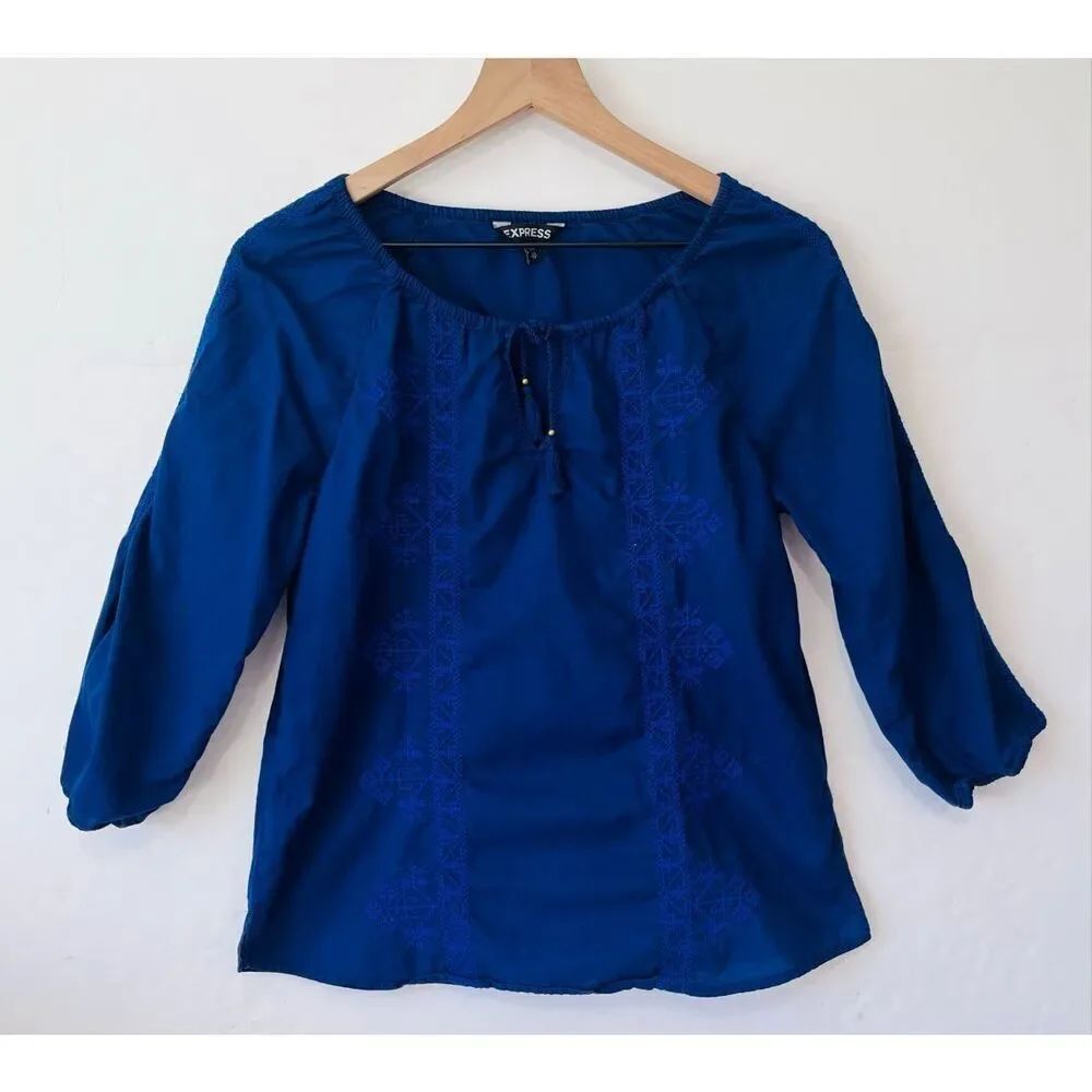 Express Blue Embroidered Top Size XS